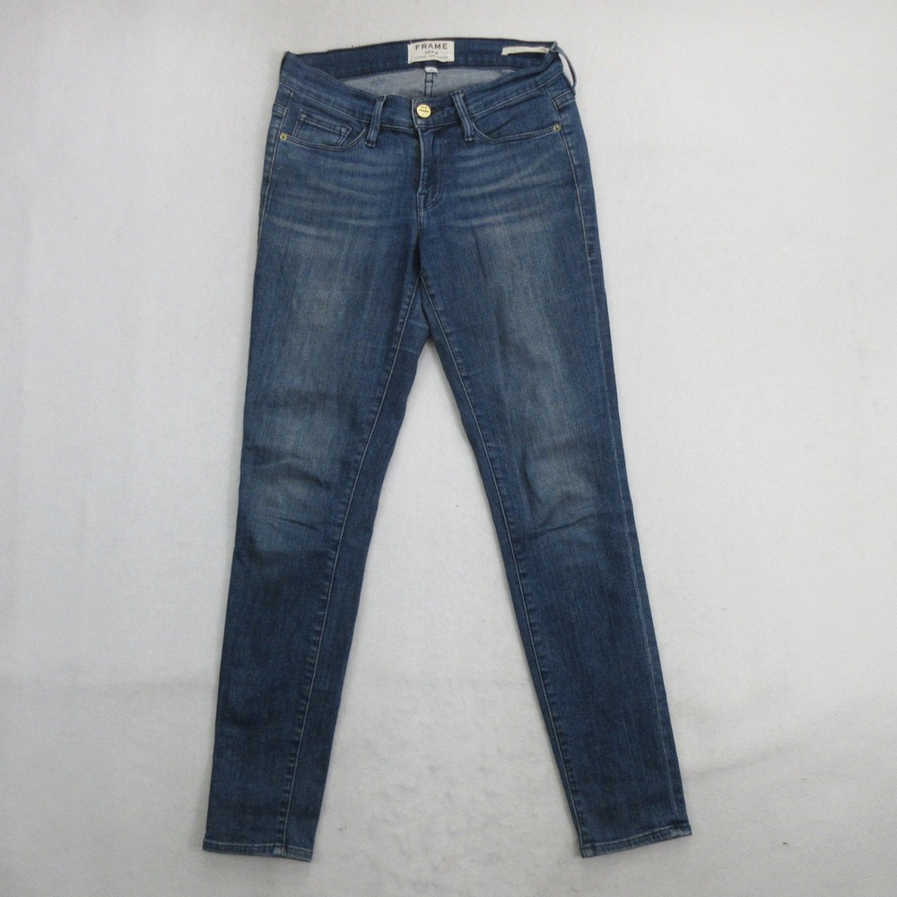 FRAME Women's Le Skinny de Jeanne Crop Jeans Size 25 Blue Stretch Denim USA